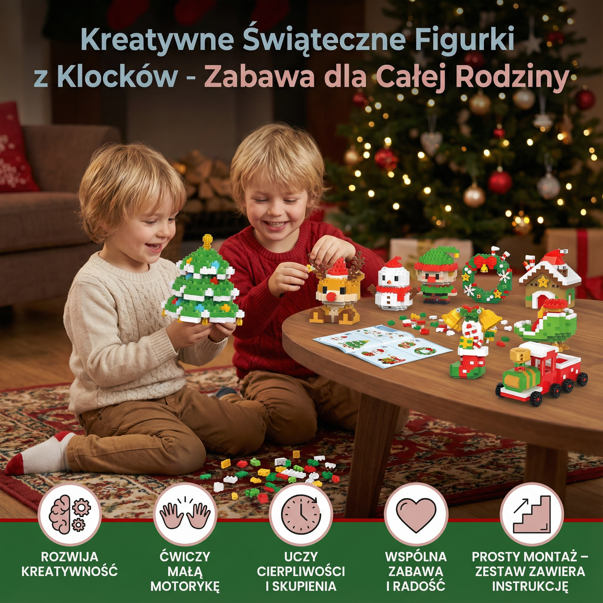 Świąteczny elf z klocków